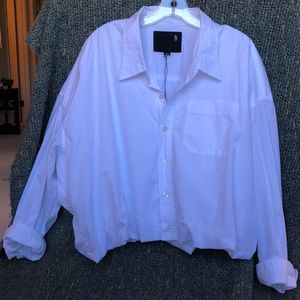 R13 Gathered Hem Tailored Blouse, size Large.